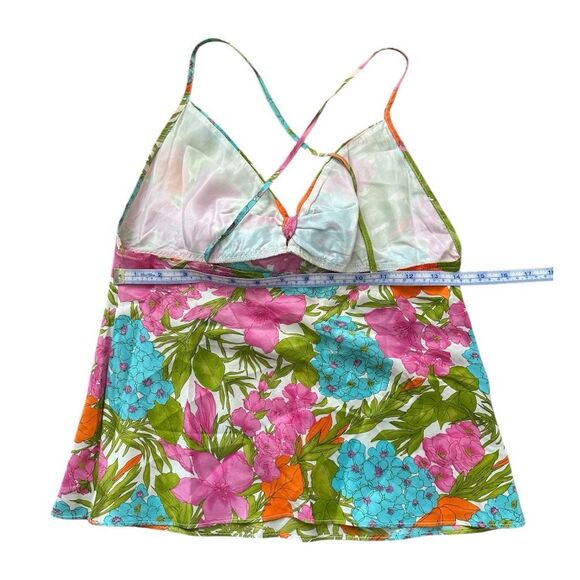 Y2K Vintage MILLY of New York Spaghetti Strap Silk Whimsical Floral Camisole - Picture 4 of 7